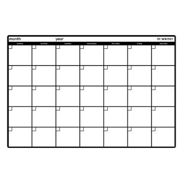 Peel and Stick Whiteboard Calendar, Large Monthly Calendar, 24 x 36 in - Stain Proof White Board Wall Organizer, and Reusable Adhesive Backing