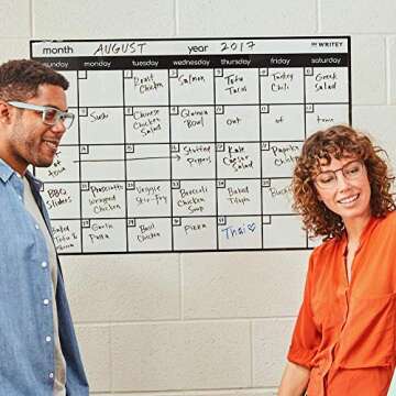 Peel and Stick Whiteboard Calendar, Large Monthly Calendar, 24 x 36 in - Stain Proof White Board Wall Organizer, and Reusable Adhesive Backing