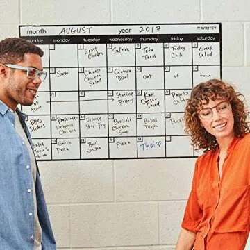 Peel and Stick Whiteboard Calendar, Large Monthly Calendar, 24 x 36 in - Stain Proof White Board Wall Organizer, and Reusable Adhesive Backing