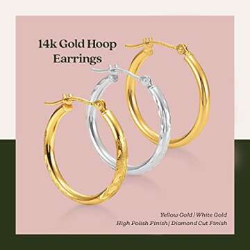 KEZEF 14K Real Gold Hoop Earrings for Women - Stylish & Hypoallergenic