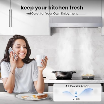 VIKIO HOME Under Cabinet Range Hood 30 Inch, 390 CFM Dual-Motor Kitchen Vent with LED Lights, Button Control, Ducted Vent Hood, Reusable 5-Layer Aluminum Filters, Stainless Steel