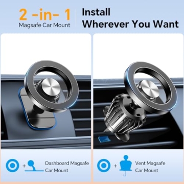 MagSafe Car Mount with 20 Strong Magnets & 360° Rotation