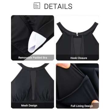 Daci Black Plus Size One Piece Swimsuits for Women High Neck Plunge Mesh Cut Out Bathing Suits 20 Plus