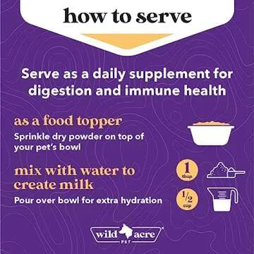 Wild Acre Goat Milk Powder for Dogs - Complete Protein Goat Milk with Nutritional Yeast for Sensitive Stomachs - Gentle Probiotic & Prebiotic Protein for Dogs, Puppies and Cats - 7oz, Goat Milk Gold