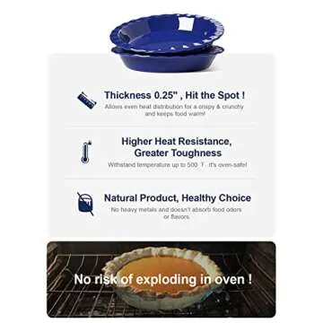 LE TAUCI Ceramic Pie Pans for Baking, 9 Inches Pie Plate for Apple Pie, Pecan Pie, 36 Ounce Deep Dish Pie Pan, Set of 2, Blue