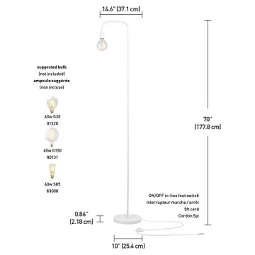 Globe Electric 70" Floor Lamp - Stylish Scandinavian Design