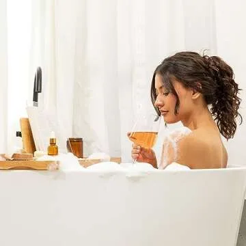 Luxe Lily Waterproof Bathtub Tray with Wine Holder for Spa-Like Relaxation