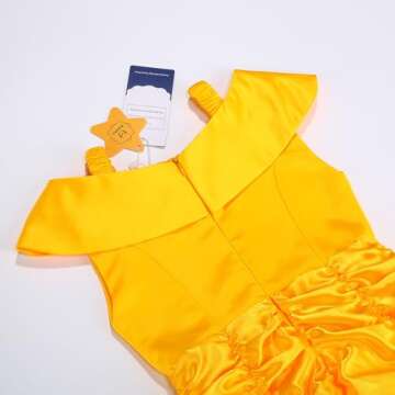 Aoiviss Princess Dress for Girls Off Shoulder Layered Yellow Princess Dress Up Clothes with Accessories Halloween Cosplay
