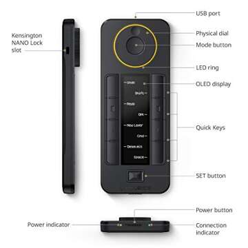 XENCELABS Quick Keys for Pen Tablet, Pen Displays, 40 Customizable Shortcut Keys, OLED Display, Used Wired or Wirelessly for macOS, Windows, Win-ARM and Linux