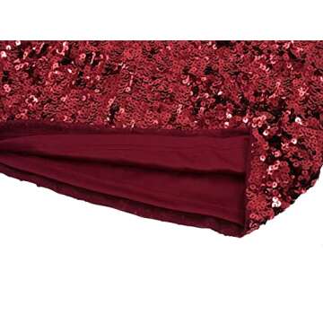 MANER Women's Sequin Skirt Sparkle Stretchy Bodycon Mini Skirts Night Out Party (Burgundy, Medium)