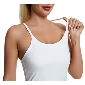 Women's Tennis Dress Built-in Bra & Shorts Pocket White