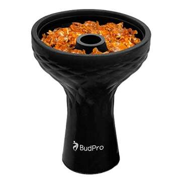 BudPro Hookah Bowl - Silicone 1 Hole Phunnel Bowl - Perfect with Charcoal Holder - Black Shisha Bowl