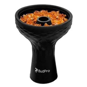 BudPro Hookah Bowl - Silicone 1 Hole Phunnel Bowl - Perfect with Charcoal Holder - Black Shisha Bowl