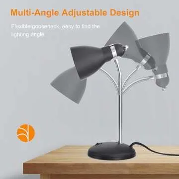 LEPOWER Metal Desk Lamp, Eye-Caring Table Lamp, Study Lamps with Flexible Goose Neck for Bedroom, Home Office (Matte Black)
