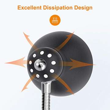 LEPOWER Metal Desk Lamp, Eye-Caring Table Lamp, Study Lamps with Flexible Goose Neck for Bedroom, Home Office (Matte Black)