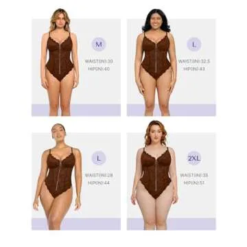SHAPELLX Lace Bodysuit Tummy Control Shapewear Bodysuit for Women Thong Lace Corset Tops Backless