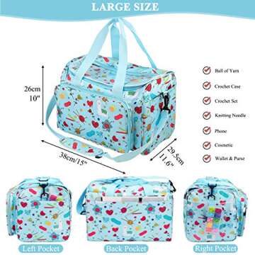 Coopay Knitting Bag Large Crochet Bag, Huge Knitting Bags and Totes Organizer Yarn Storage Organizer for Unfinished Project, Knitting Needles, Crochet Hooks, Skeins Yarn -Ideal Knitting & Crochet Gift