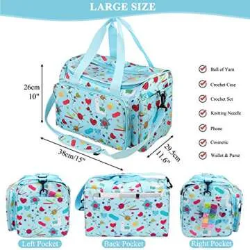 Coopay Knitting Bag Large Crochet Bag, Huge Knitting Bags and Totes Organizer Yarn Storage Organizer for Unfinished Project, Knitting Needles, Crochet Hooks, Skeins Yarn -Ideal Knitting & Crochet Gift