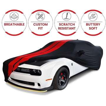 Dodge Challenger Indoor Car Cover - Ultraguard Stretch Satin Custom Fit for 2008-2023 Dodge Challeng...