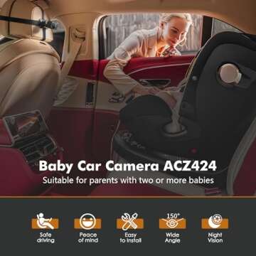 Itomoro Baby Car Camera HD 1080P Dual-Channel Display Baby Car Monitor with 2 IR Night Vision Camera...