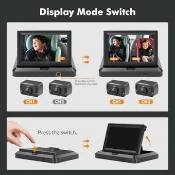 Itomoro Baby Car Camera HD 1080P Dual-Channel Display Baby Car Monitor with 2 IR Night Vision Camera, Easily Install 5'' Car Camera for Baby with Crystal Clear Wide View for Rear Facing Seat ACZ424