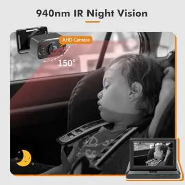 Itomoro Baby Car Camera HD 1080P Dual-Channel Display Baby Car Monitor with 2 IR Night Vision Camera, Easily Install 5'' Car Camera for Baby with Crystal Clear Wide View for Rear Facing Seat ACZ424