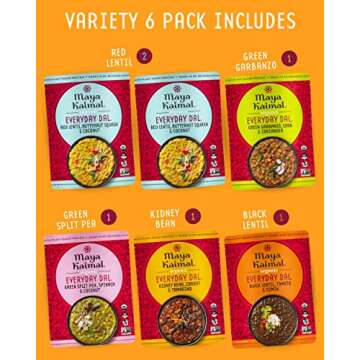 Maya Kaimal Foods - Organic Indian Everyday Dal - 6 pack variety of 10oz Ready to Eat Meals - Fully ...