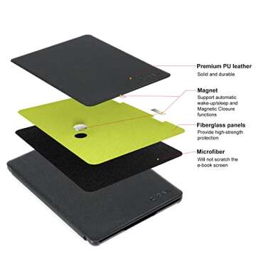 CoBak Case for Kindle Paperwhite - All New PU Leather Smart Cover with Auto Sleep Wake Feature for Kindle Paperwhite Signature Edition and Kindle Paperwhite 11th Generation 2021 Released, Black