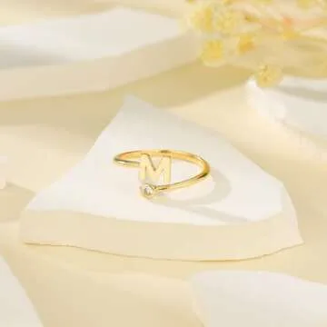 Adjustable Letter Ring Personalized Gifts for Women