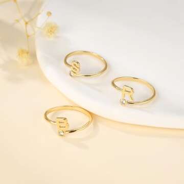 Adjustable Letter Ring Personalized Gifts for Women