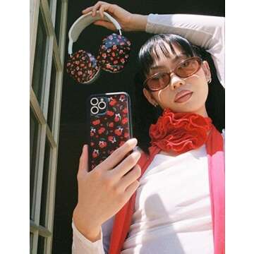 Wildflower Cases - Compatible with Apple iPhone 13 Pro Max | Protective Black Bumper, 4ft Drop Test Certified, Women Owned Small Business | Chocolate Cherries - Brown Fruit Cherries Red Trendy