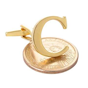 Salutto Men's Gold Letter C Cufflinks with Gift Box