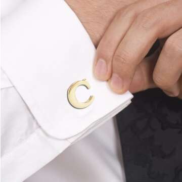 Salutto Men's Gold Letter C Cufflinks with Gift Box