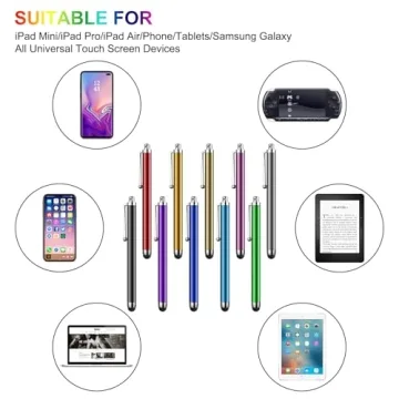 Stylus Pen Pack for Tablets & Smartphones - 10 Colors