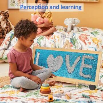 Flenpptly Sensory Wall | Sensory Wall Panel for Kids | Sequin Fabric Sensory Wall | Reversible Sequin Fabric | Sequin Flip Fabric | Sensory Wall Panel | Wall Sensory Board (Blue, Large)