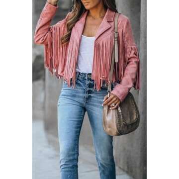 Trendy CHARTOU Faux Leather Jacket for Women - Pink & More