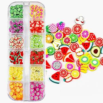 3D Fruit Nail Art Slices, Summer Fruit Slime Nail Supplies Nail Art Decorations Fruit Flakes Nail Ac...