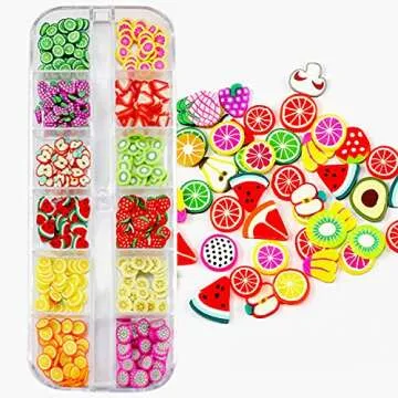 3D Fruit Nail Art Slices, Summer Fruit Slime Nail Supplies Nail Art Decorations Fruit Flakes Nail Ac...