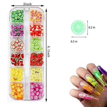 3D Fruit Nail Art Slices, Summer Fruit Slime Nail Supplies Nail Art Decorations Fruit Flakes Nail Accessories Nail Art Slice Cute Designs Decor Women Girls Manicure Supplies DIY Crafts Nail Art Fimo