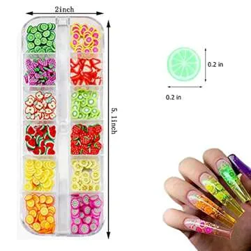 3D Fruit Nail Art Slices, Summer Fruit Slime Nail Supplies Nail Art Decorations Fruit Flakes Nail Accessories Nail Art Slice Cute Designs Decor Women Girls Manicure Supplies DIY Crafts Nail Art Fimo