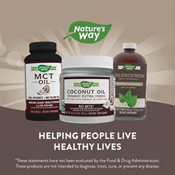 Nature's Way Organic Extra Virgin Coconut Oil, Pure and Unrefined, 62% MCTs, 16 Oz