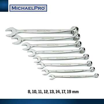 MichaelPro 8-Piece Metric Wrench Set Chromium Vanadium Steel, Ergonomic Spiral Grip, Unique Angular ...