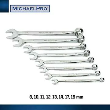MichaelPro 8-Piece Metric Wrench Set Chromium Vanadium Steel, Ergonomic Spiral Grip, Unique Angular ...