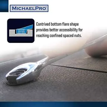 MichaelPro 8-Piece Metric Wrench Set Chromium Vanadium Steel, Ergonomic Spiral Grip, Unique Angular Design