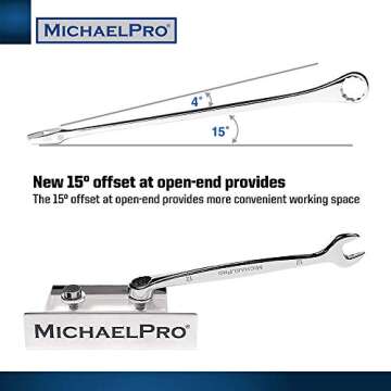 MichaelPro 8-Piece Metric Wrench Set Chromium Vanadium Steel, Ergonomic Spiral Grip, Unique Angular Design