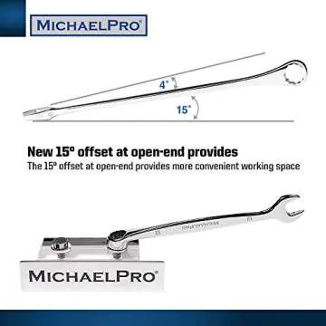 MichaelPro 8-Piece Metric Wrench Set Chromium Vanadium Steel, Ergonomic Spiral Grip, Unique Angular Design