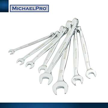 MichaelPro 8-Piece Metric Wrench Set Chromium Vanadium Steel, Ergonomic Spiral Grip, Unique Angular Design