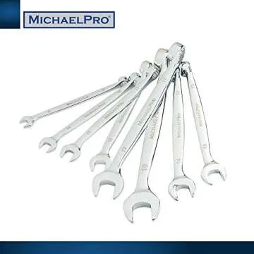 MichaelPro 8-Piece Metric Wrench Set Chromium Vanadium Steel, Ergonomic Spiral Grip, Unique Angular Design