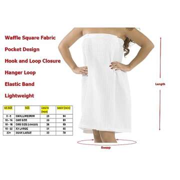 BY LORA Women's Bath Wrap Women's Bath Shower Dress with Adjustable Closure Lightweight Waffle Thigh Length Body Wraps for Beach Spa Gym Bath Pool S-XXXL