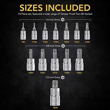 LEXIVON 13-Piece Tamper Proof Torx Bit Socket Set